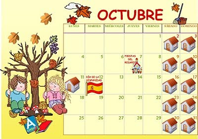 EL BAÚL DE LAS SORPRESAS: calendario del mes de OCTUBRE
